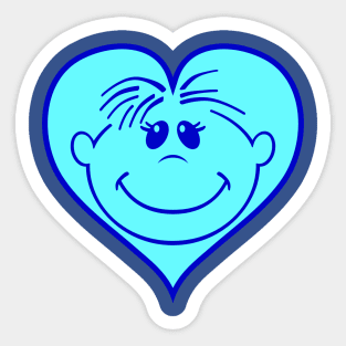 Smiley Heart Blue Sticker